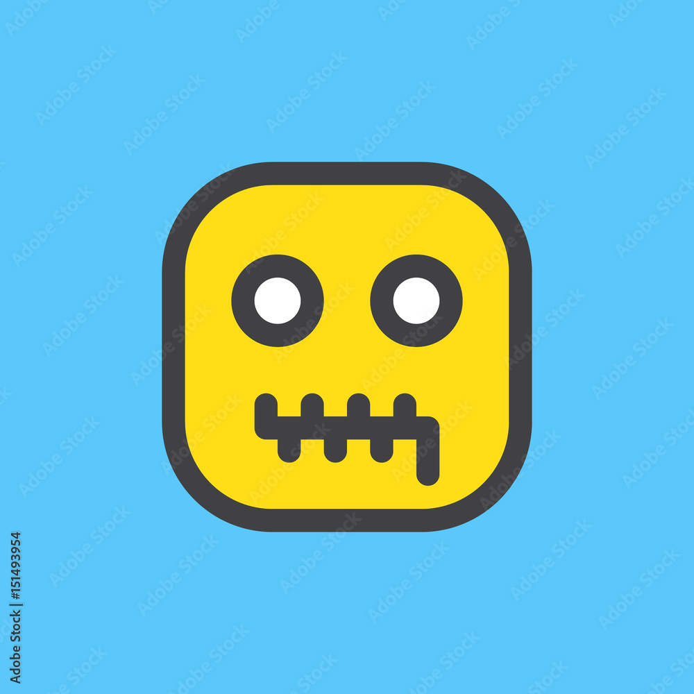 Zipper Mouth Face, Lips Sealed emoji. Filled outline icon, colorful