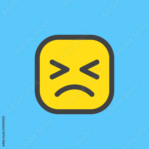 Persevering Face, Helpless Face emoji. Filled outline icon, colorful vector emoticon