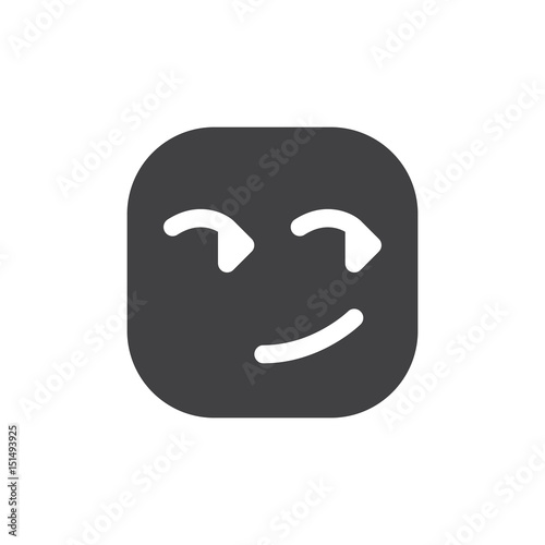 Smirking Face, Suggestive Smile emoji. glyph icon, vector emoticon