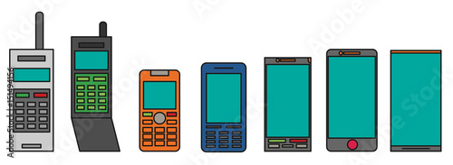 Cell phone evolution illustration. Flat vector.