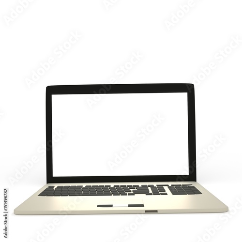  labtop on isolated white in 3D rendering