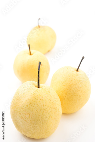 Chinese pear,Ripe Nashi pear,Golden Pear,pear fruit on white background