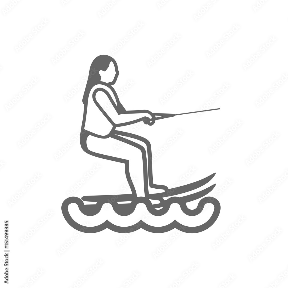 Water skiing outline icon. Summer. Vacation Water skiing outline icon. Summer. Vacation