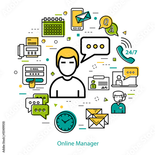 Online Manager - line round concept