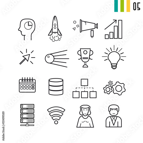 Outline SEO and business startup icons