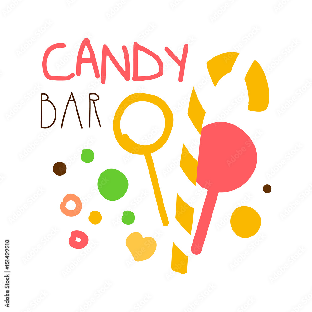 Candy bar logo. Colorful hand drawn label