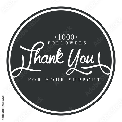 Thank you for your support round label, vector illustration