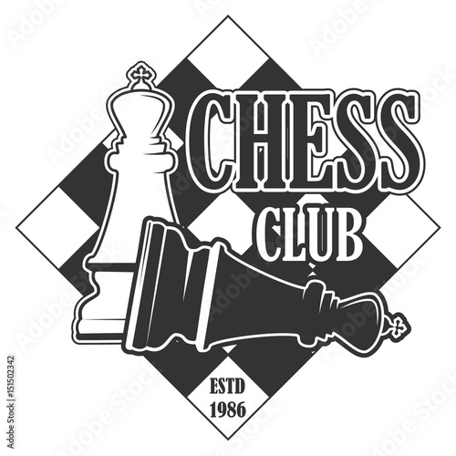 Vector black and white chess club logo for your design different types of print and internet