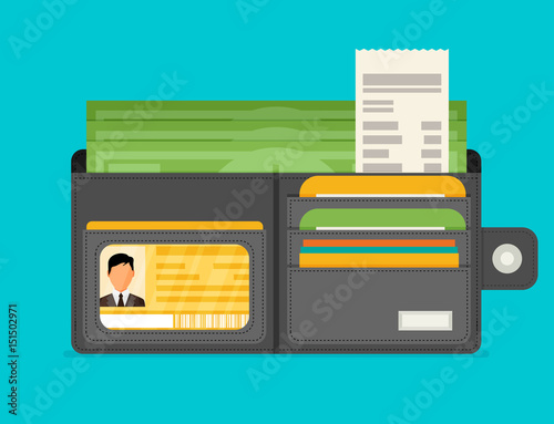 Wallet open in flat style