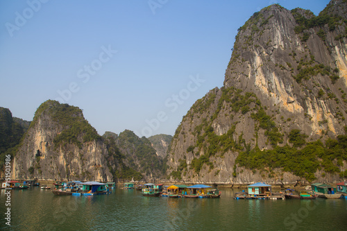 A floating village at Ha Long Bay, Vietnam