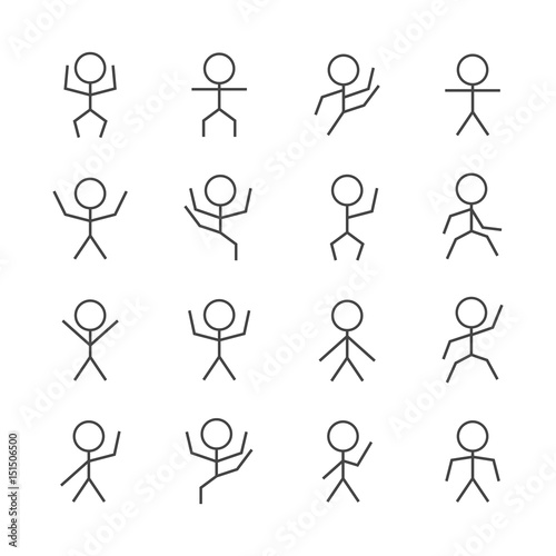 Set of stick figures from thin line, vector illustration.