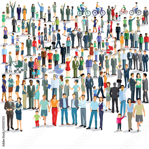 Große Menschengruppen stehen zusammen illustration