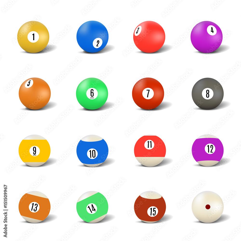 Set of balls for playing pool, vector illustration. Set of balls for playing pool, vector illustration.