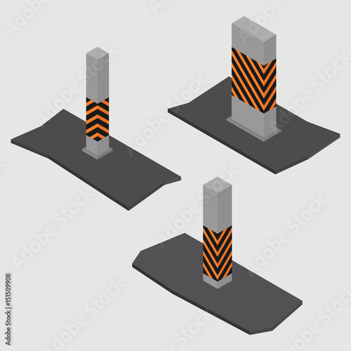 Set of concrete columns and pillars, vector illustration.
