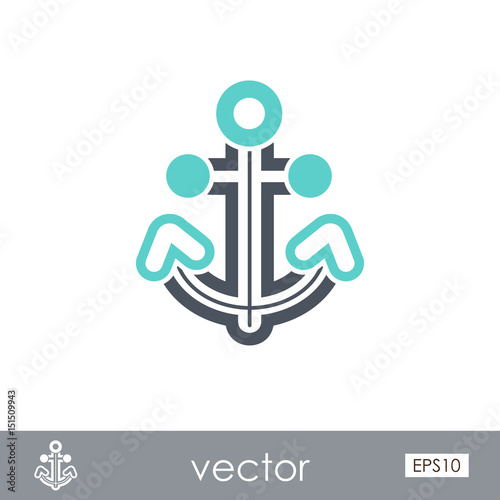 Anchor outline icon. Summer. Marine