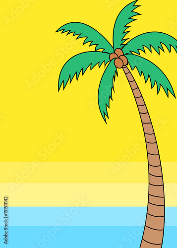 Summer themed poster template with cartoon style palm tree