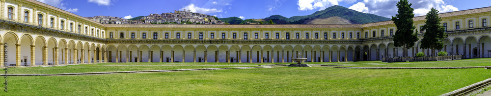 Panoramic internal courtyard Certosa di San Lorenzo at Padula - Italy