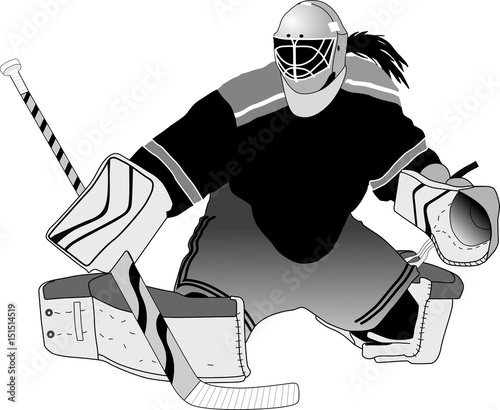 Female hockey goalie making a save
