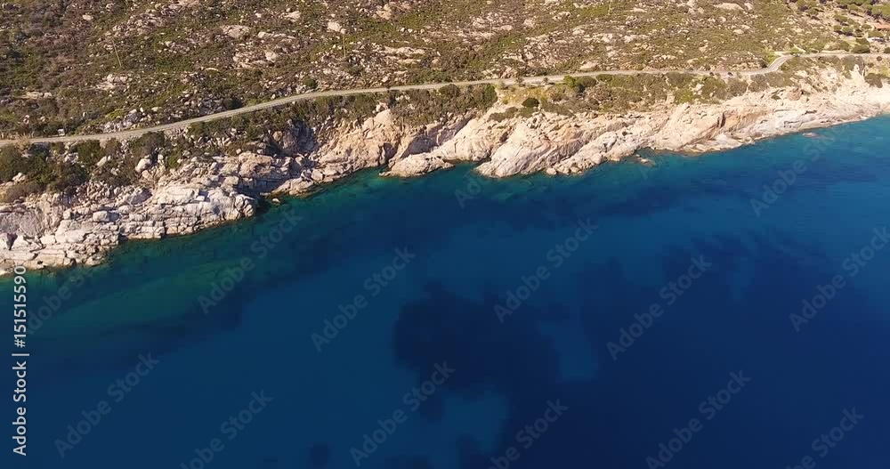 Aerial shot of a beautiful paradisiac sea near Elba island in Tuscany, Italy, 4K Aerial shot of a beautiful paradisiac sea near Elba island in Tuscany, Italy, 4K