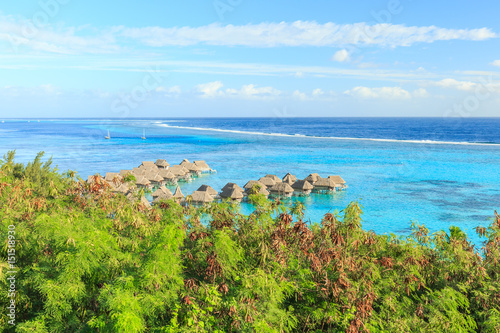 The Beautiful sea and resort in Moorea Island at Tahiti PAPEETE, FRENCH POLYNESIA © sarayuth3390
