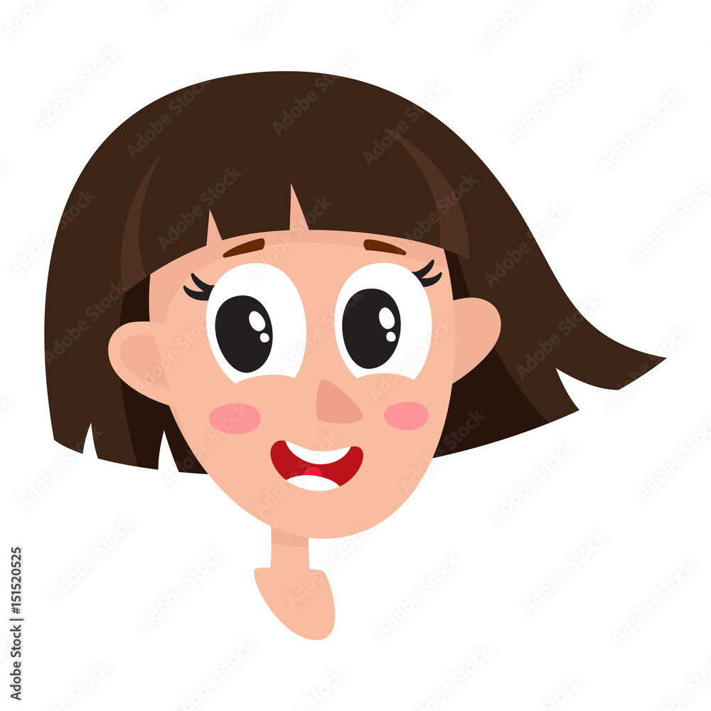 Pretty dark brown hair woman, wow facial expression, cartoon vector  illustrations isolated on white background. Beautiful woman surprised,  amazed, astonished. Surprised, wow face expression Stock Vector | Adobe  Stock