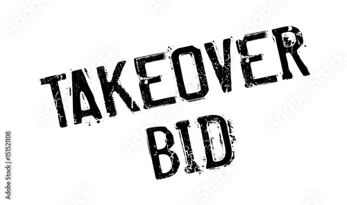 Takeover Bid rubber stamp. Grunge design with dust scratches. Effects can be easily removed for a clean, crisp look. Color is easily changed.