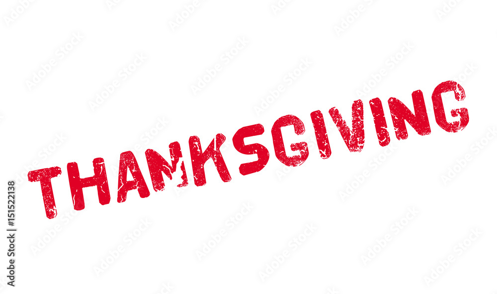 Thanksgiving rubber stamp. Grunge design with dust scratches. Effects can be easily removed for a clean, crisp look. Color is easily changed.