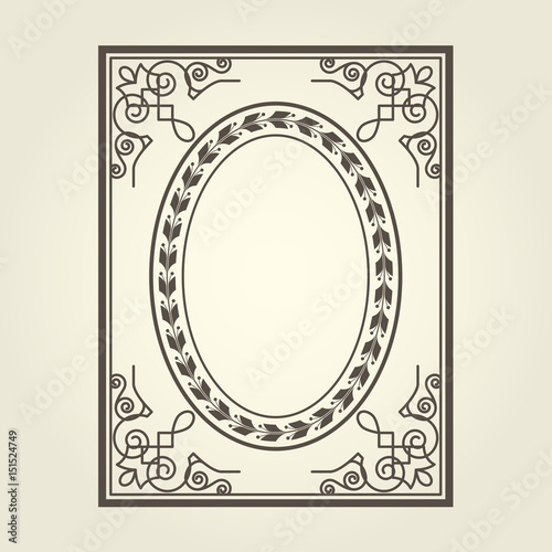 Oval frame with ornate curly corners
