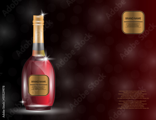 Alcohol, Red Wine, White Wine Bottle on the Sparkling Background for Your Design.