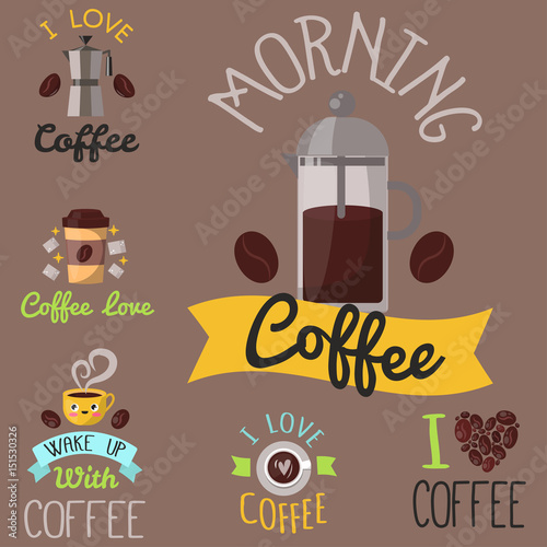 Coffee badge food design hand drawn calligraphic lettering restaurant sticker...
