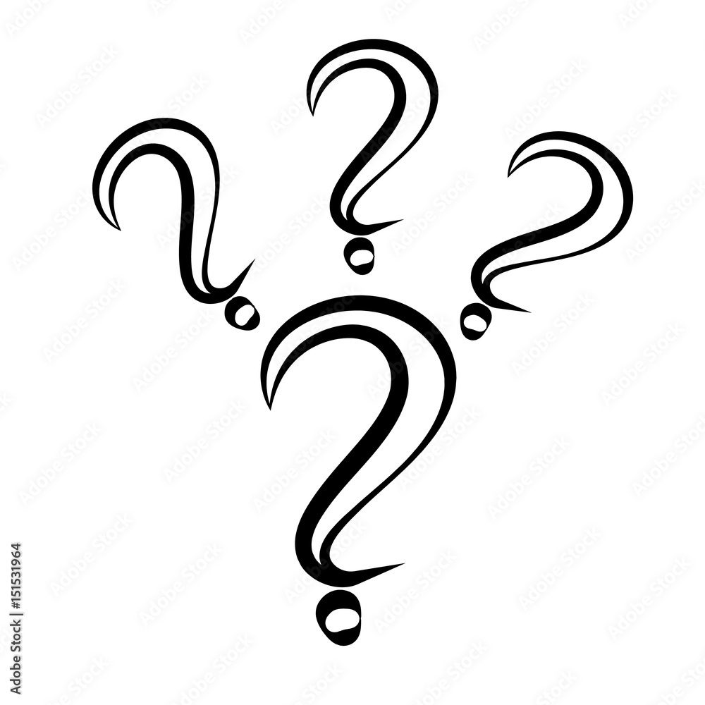 Question marks sign icon. Black stroke. Vector illustration