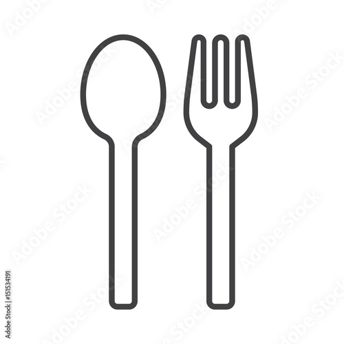 Fork and spoon line icon, outline vector sign, linear style pictogram isolated on white. Menu symbol, logo illustration. Editable stroke