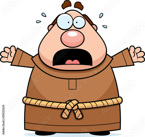 Cartoon Monk Panicking