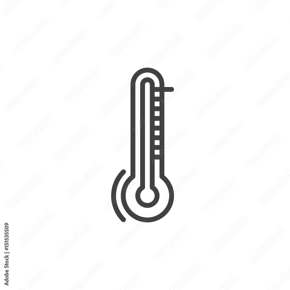 Thermometer, temperature outline icon, line vector sign, linear style pictogram isolated on white. Symbol, logo illustration. Editable stroke. Pixel perfect Thermometer, temperature outline icon, line vector sign, linear style pictogram isolated on white. Symbol, logo illustration. Editable stroke. Pixel perfect