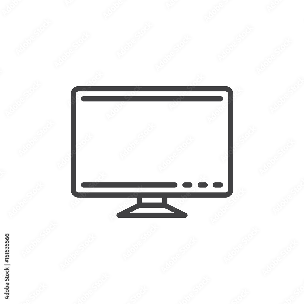 Desktop screen, monitor outline icon, line vector sign, linear style pictogram isolated on white. Symbol, logo illustration. Editable stroke. Pixel perfect Desktop screen, monitor outline icon, line vector sign, linear style pictogram isolated on white. Symbol, logo illustration. Editable stroke. Pixel perfect