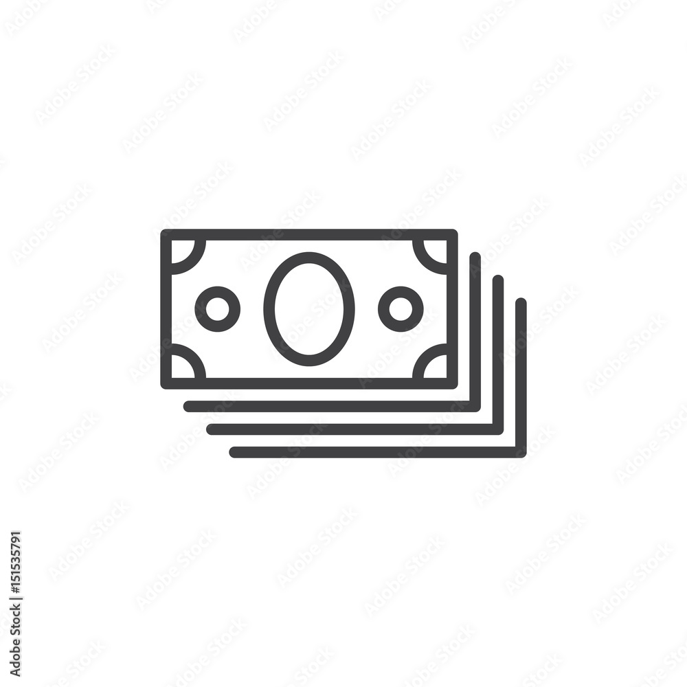 Bundle of money outline icon, line vector sign, linear style pictogram isolated on white. Symbol, logo illustration. Editable stroke. Pixel perfect Bundle of money outline icon, line vector sign, linear style pictogram isolated on white. Symbol, logo illustration. Editable stroke. Pixel perfect