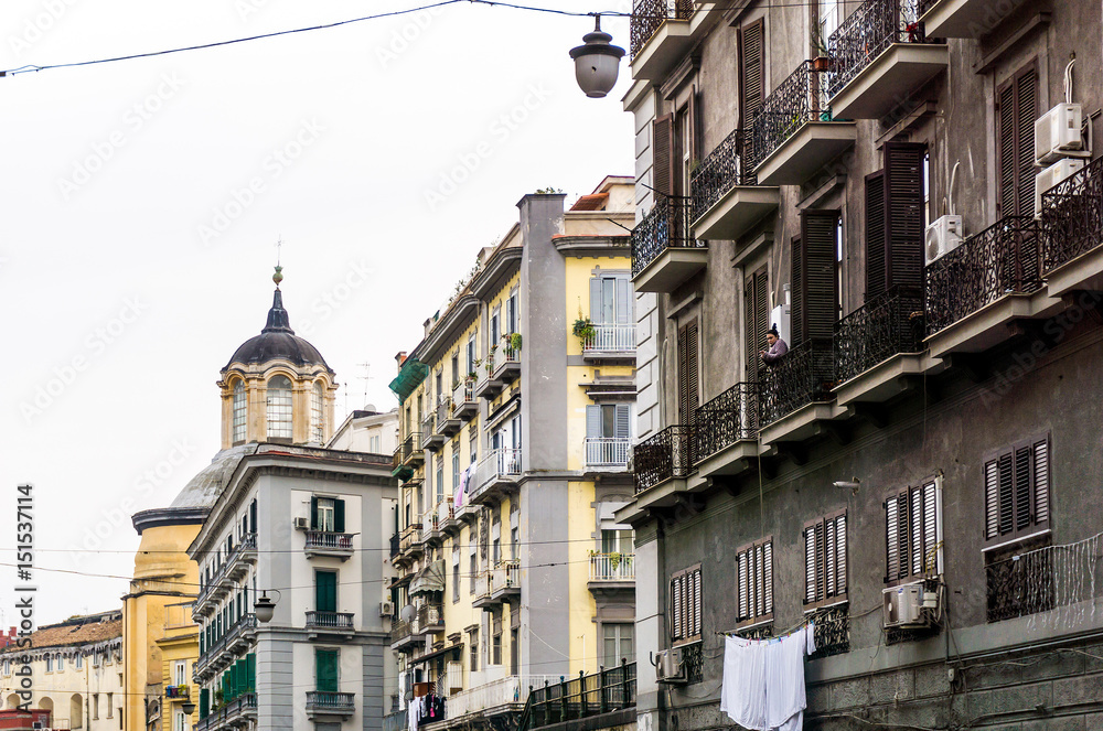 Street view of old town in Naples city, italy Europe Street view of old town in Naples city, italy Europe