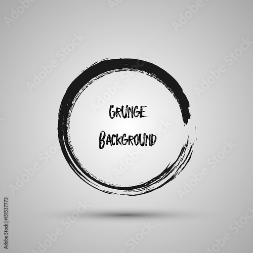 Hand drawn circle shape. Label, logo design element, frame. Brush abstract wave. Vector illustration.