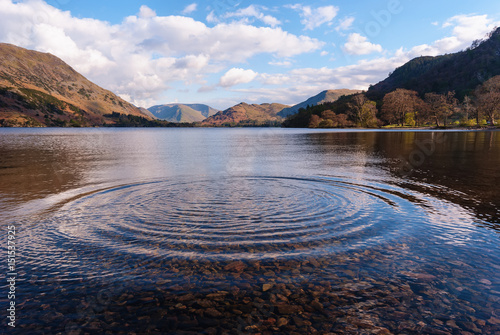 Ripples on Lake Ullswater in Cumbria. Northwest England. Also suitable as a concept of growth or expansion. photo