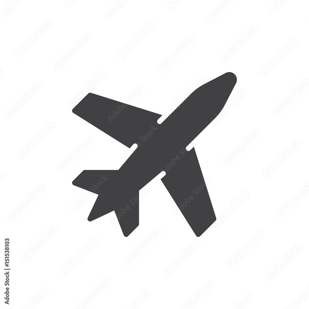 Plane icon vector, filled flat sign, solid pictogram isolated on white. Airport symbol, logo illustration. Pixel perfect Plane icon vector, filled flat sign, solid pictogram isolated on white. Airport symbol, logo illustration. Pixel perfect