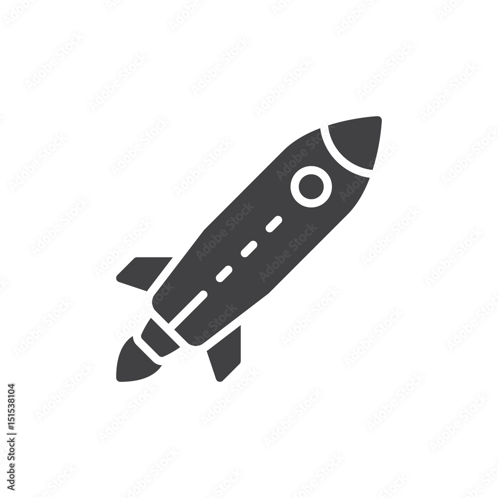 Obraz premium Rocket icon vector, filled flat sign, solid pictogram isolated on white. Startup symbol, logo illustration. Pixel perfect
