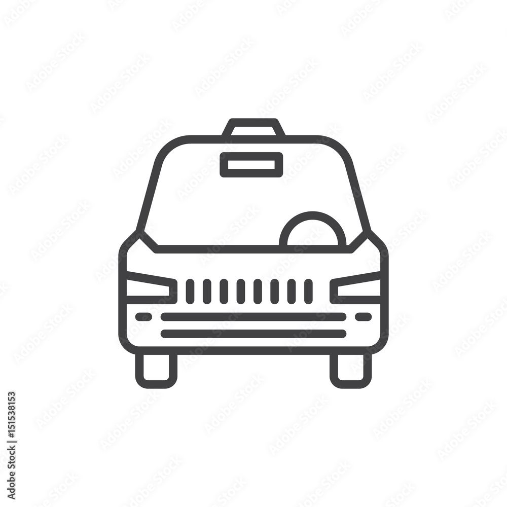 Taxi line icon, outline vector sign, linear style pictogram isolated on white. Symbol, logo illustration. Editable stroke. Pixel perfect