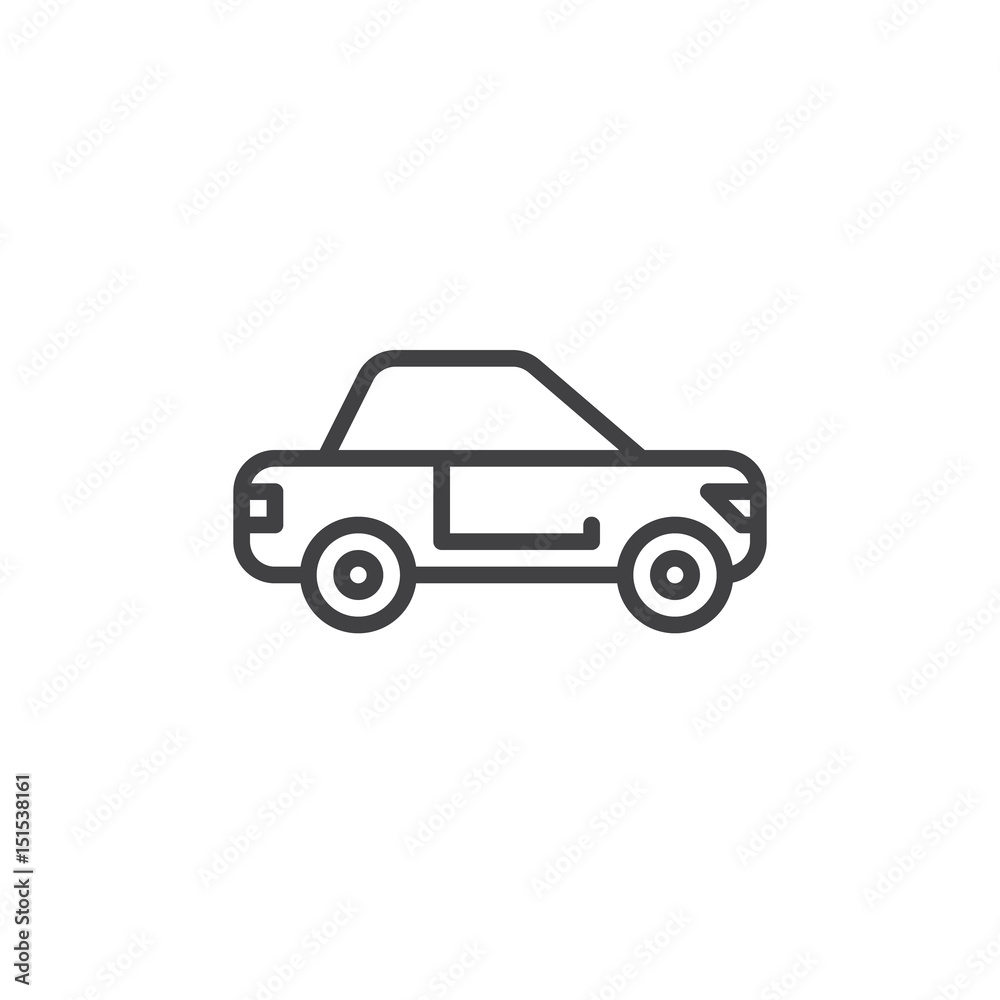Car sedan line icon, outline vector sign, linear style pictogram isolated on white. Symbol, logo illustration. Editable stroke. Pixel perfect