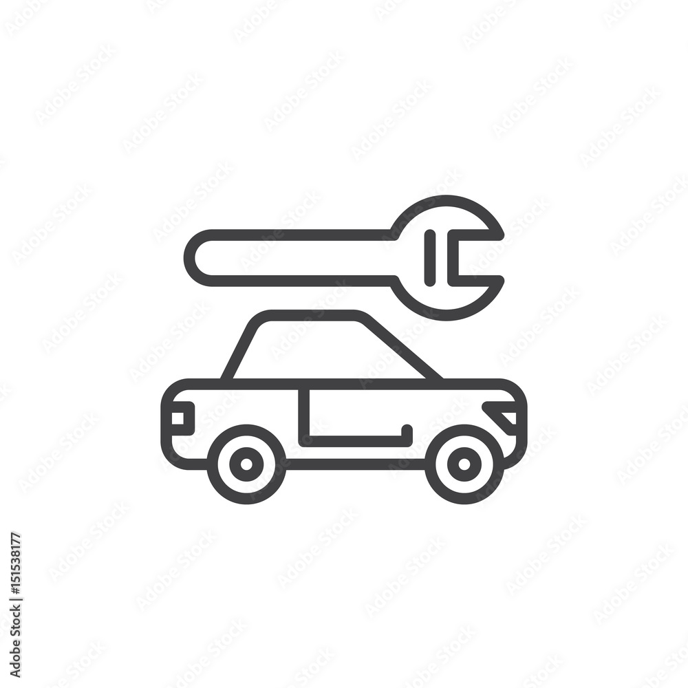 Car service line icon, outline vector sign, linear style pictogram isolated on white. Symbol, logo illustration. Editable stroke. Pixel perfect