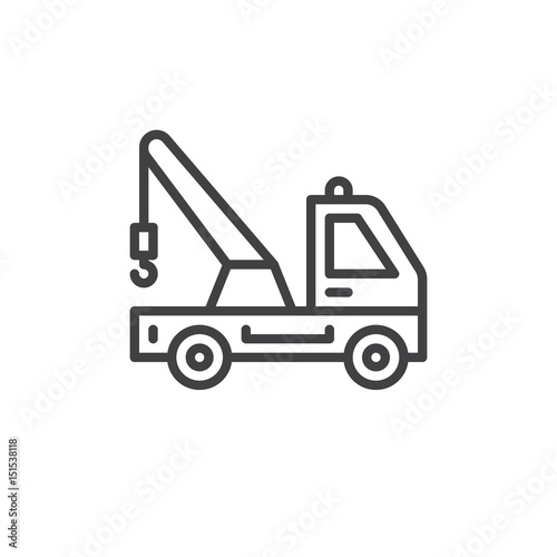 Tow truck line icon, outline vector sign, linear style pictogram isolated on white. Symbol, logo illustration. Editable stroke. Pixel perfect