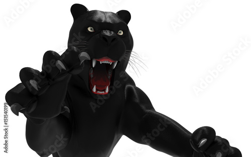 Fototapeta Naklejka Na Ścianę i Meble -  Black panther isolate on white background, Black tiger, 3d Illustration, 3d render