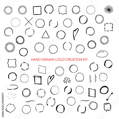 Hand drawn logo creation kit.