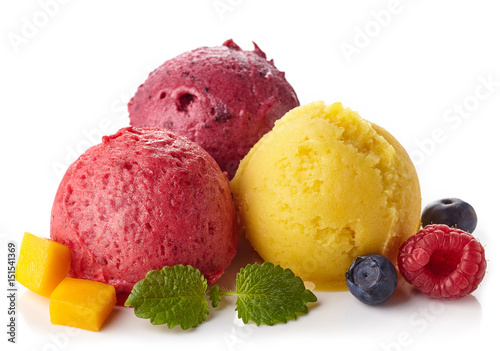 Photography Raspberry, blueberry and mango sorbet
