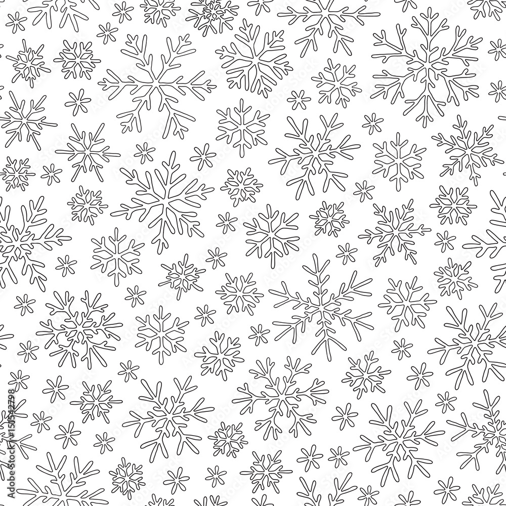Fototapeta premium Seamless pattern with winter Christmas snowflakes.