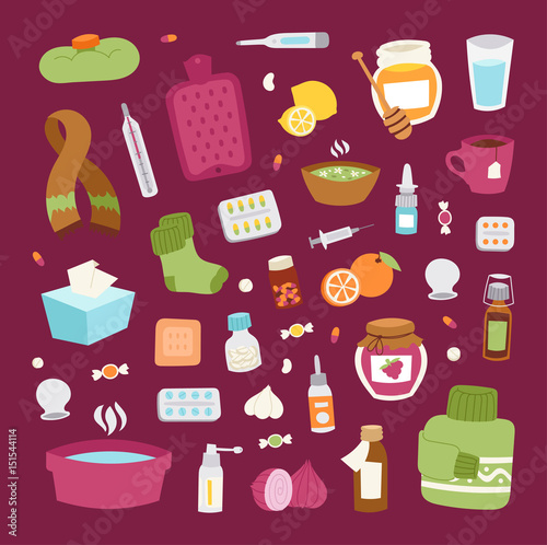Flu influenza icons vector.